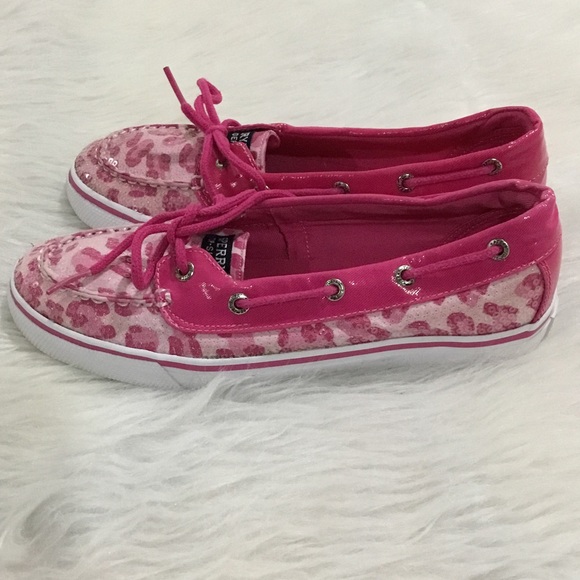 Sperry top sider girls pink shimmering animal print shoes size 4 - Picture 3 of 6